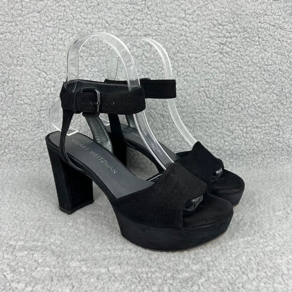Stuart Weitzman Shoes - Stuart Weitzman Real Deal Sandal Heels Womens 5 Shoes Black Suede Platform Strap